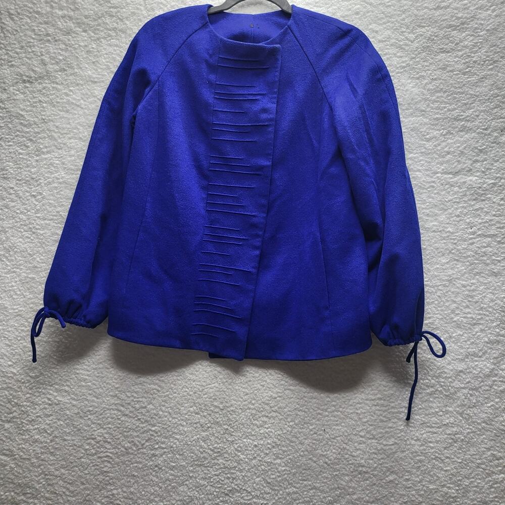 ELLEN TRACY women's blue wool military style jacket NO SIZE TAG